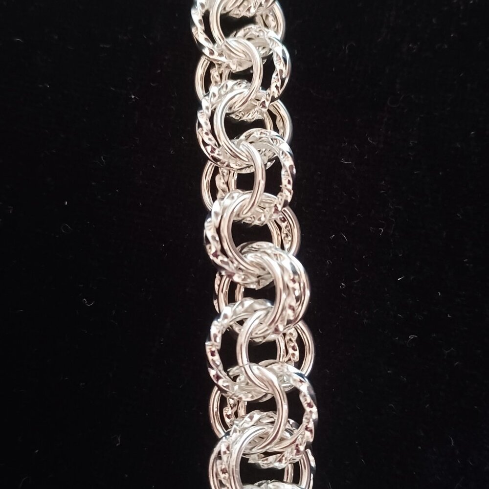 Triple Loop Chain Link Bracelet 925 Sterling Silv… - image 2